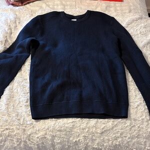 GAP Navy Crewneck Textured Knit Sweater